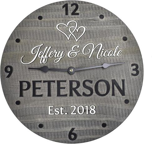 Handmade 11 Inch Wooden Wall Clock Personalized for Couple in Saudi Arabia