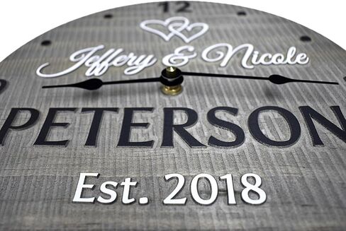 Handmade 11 Inch Wooden Wall Clock Personalized for Couple in Saudi Arabia