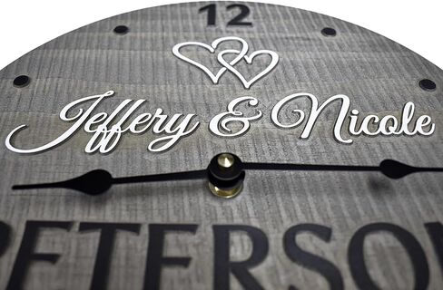 Handmade 11 Inch Wooden Wall Clock Personalized for Couple in Saudi Arabia