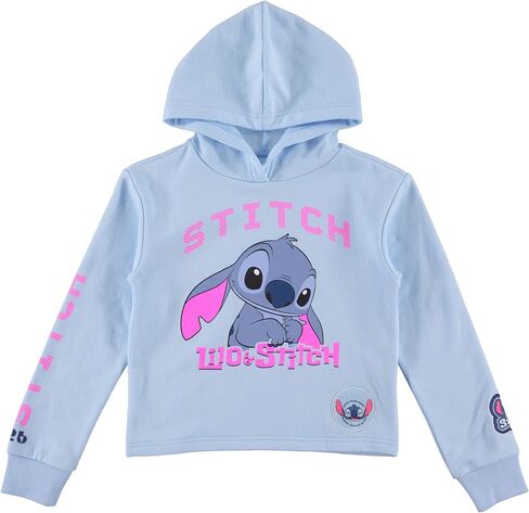 مجموعة ملابس ديزني للفتيات ليلو وستيتش - سويت شيرت بقلنسوة وبنطال رياضي - طقم ملابس مكون من قطعتين - مقاسات 4-16 in Kuwait