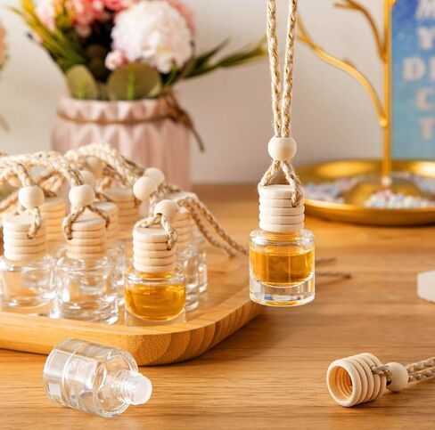 Patchouli Hanging Car Diffuser – 8ml Glass Freshener | Earthy Oud, Amber & Spice Scent with Essential Oils | Handmade by Glitzarati Atelier in Saudi Arabia