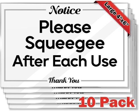 Essentials for Hosts Bathroom Signs - 4"x6" Acrylic Sign w/Mounting Tape - Please Squeegee After Each Use Bathroom Sign Rental Home Necessities - Bathroom Door Signs in Saudi Arabia