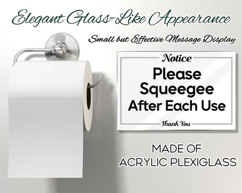 Essentials for Hosts Bathroom Signs - 4"x6" Acrylic Sign w/Mounting Tape - Please Squeegee After Each Use Bathroom Sign Rental Home Necessities - Bathroom Door Signs in Saudi Arabia