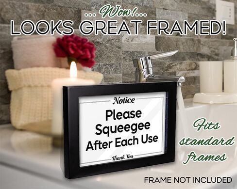 Essentials for Hosts Bathroom Signs - 4"x6" Acrylic Sign w/Mounting Tape - Please Squeegee After Each Use Bathroom Sign Rental Home Necessities - Bathroom Door Signs in Saudi Arabia