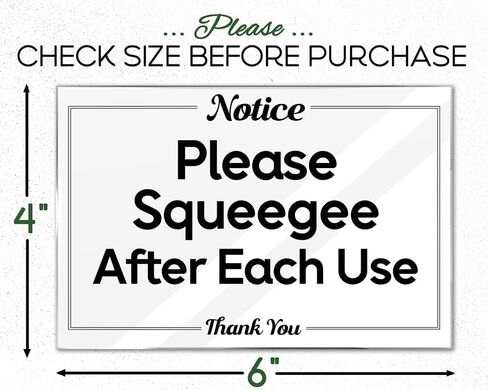 Essentials for Hosts Bathroom Signs - 4"x6" Acrylic Sign w/Mounting Tape - Please Squeegee After Each Use Bathroom Sign Rental Home Necessities - Bathroom Door Signs in Saudi Arabia
