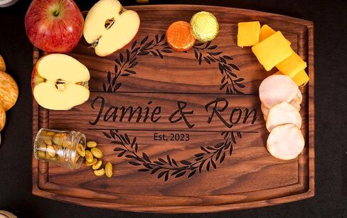 Wood Personalized Cutting Board, Engraved Custom Charcuterie Board - Gift Idea For Wedding, Bridal Shower. Engagement, Anniversary, Housewarming, Present for mother's day in Kuwait