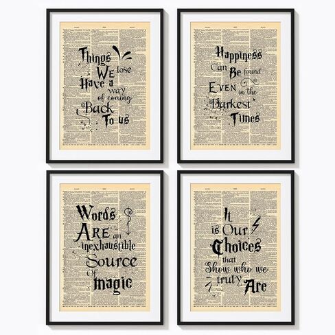 Harry with Book Girl Potter Quotes Wall Art Quotes and Salifing Gift for Bookworm Lovegood Retro Decor Home Cafes Office Store Pubs Club on Upcycled Vintage Print - غير مؤلف 9 × 12 بوصة in Kuwait