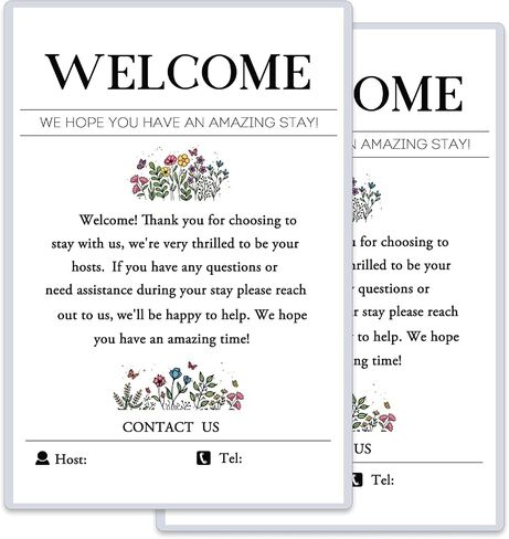 2 Pack Welcome Sign for Air BnB Hosts, Feedback Supplies for Vacation Rental Guest Rooms, Air BnB Essential VRBO Short-Term Rentals Executive Suites, Hotels(4" x 6") in Saudi Arabia