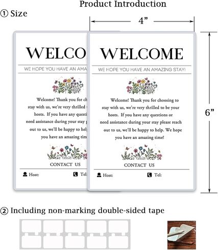 2 Pack Welcome Sign for Air BnB Hosts, Feedback Supplies for Vacation Rental Guest Rooms, Air BnB Essential VRBO Short-Term Rentals Executive Suites, Hotels(4" x 6") in Saudi Arabia