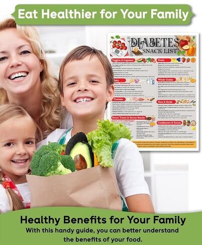 Magnetic 8.5x11 Diabetes Snack List Fridge Magnet – Healthy Low-Sugar Diet Planner, Low-Carb Nutritional Guide & Visual Aid for Meal Planning, Balanced Diabetics Chart, Waterproof & Humidity Resistant in Saudi Arabia