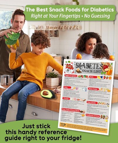 Magnetic 8.5x11 Diabetes Snack List Fridge Magnet – Healthy Low-Sugar Diet Planner, Low-Carb Nutritional Guide & Visual Aid for Meal Planning, Balanced Diabetics Chart, Waterproof & Humidity Resistant in Saudi Arabia