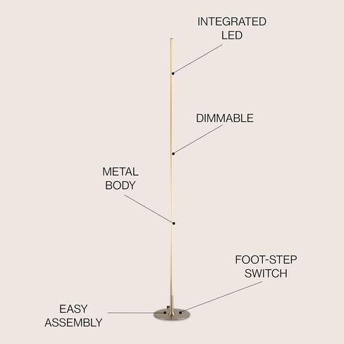 JONATHAN Y JYL7007A Iris 59.5" Integrated Dimmable LED Floor Lamp Modern Standing Lamp Contemporary for Bedrooms, Living Room, Office, Reading, Chrome in Saudi Arabia