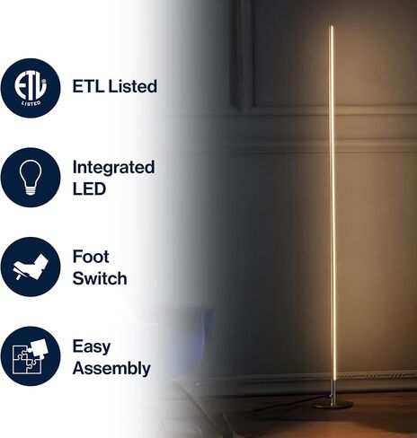 JONATHAN Y JYL7007A Iris 59.5" Integrated Dimmable LED Floor Lamp Modern Standing Lamp Contemporary for Bedrooms, Living Room, Office, Reading, Chrome in Saudi Arabia
