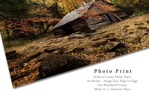Country Photography Print (Not Framed) Picture of Old Barn Surrounded by Fall Foliage on Autumn Day in Great Smoky Mountains Tennessee Rustic Wall Art Cabin Lodge Decor (16" x 20") in Saudi Arabia