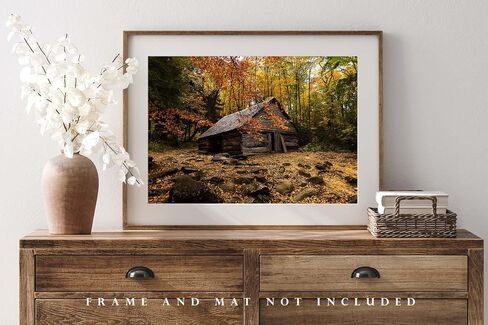 Country Photography Print (Not Framed) Picture of Old Barn Surrounded by Fall Foliage on Autumn Day in Great Smoky Mountains Tennessee Rustic Wall Art Cabin Lodge Decor (16" x 20") in Saudi Arabia