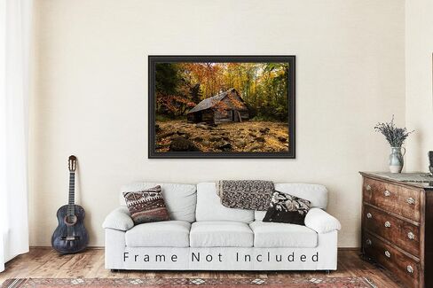 Country Photography Print (Not Framed) Picture of Old Barn Surrounded by Fall Foliage on Autumn Day in Great Smoky Mountains Tennessee Rustic Wall Art Cabin Lodge Decor (16" x 20") in Saudi Arabia