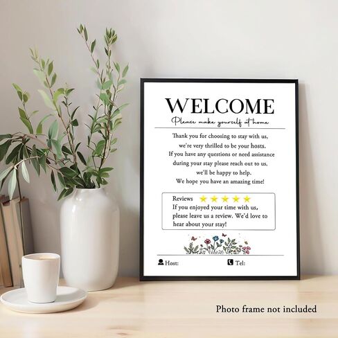 6 Unframed Wall Art Prints for Air Bnb Hosts, Short - Term Rentals Vacation Rental Essentials Sign Set - Welcome Guide, No Smoking No Pets Flush Only Toilet Paper, House Rules & WiFi Info (8"×10") in Saudi Arabia