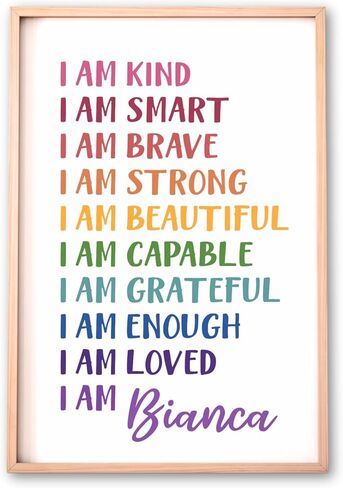 Personalized Kid Affirmation Gift I Am Kind I Am Brave I Am Smart Print Wall Decor Gift for Nursery Baby Kids Girl Boy Teen Birthday Gift Niece Granddaughter Christmas Gift in Saudi Arabia