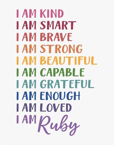 Personalized Kid Affirmation Gift I Am Kind I Am Brave I Am Smart Print Wall Decor Gift for Nursery Baby Kids Girl Boy Teen Birthday Gift Niece Granddaughter Christmas Gift in Saudi Arabia