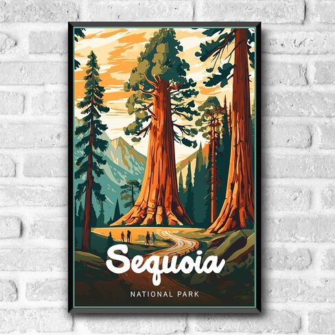Sequoia National Park Modern Style Travel Poster - 8x10-12x18-18x24-24x36 / 4x6 Postcard Designer Series Art Print USA United States Wall Art California (18x24 Inch Poster) in Saudi Arabia