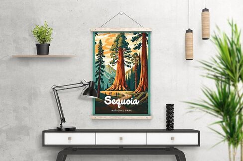 Sequoia National Park Modern Style Travel Poster - 8x10-12x18-18x24-24x36 / 4x6 Postcard Designer Series Art Print USA United States Wall Art California (18x24 Inch Poster) in Saudi Arabia