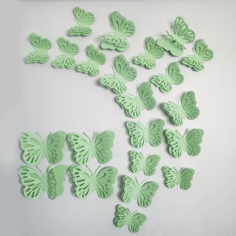 Sage Green Butterfly Decorations 3D Butterfly Stickers Paper Art Wall Decor For Room Home Living Wedding Party Decor (48 PCS) in Kuwait