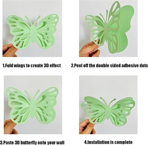 Sage Green Butterfly Decorations 3D Butterfly Stickers Paper Art Wall Decor For Room Home Living Wedding Party Decor (48 PCS) in Kuwait