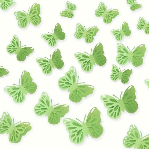 Sage Green Butterfly Decorations 3D Butterfly Stickers Paper Art Wall Decor For Room Home Living Wedding Party Decor (48 PCS) in Kuwait