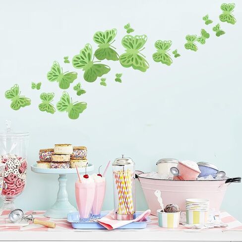 Sage Green Butterfly Decorations 3D Butterfly Stickers Paper Art Wall Decor For Room Home Living Wedding Party Decor (48 PCS) in Kuwait