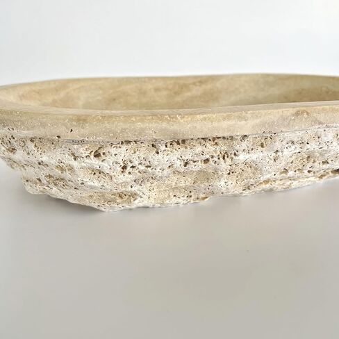 DNC Handmade Travertine Countertop Sink | Natural Stone Vessel Sink for Bathroom Vanity, Marble Round Wash Basin, Polished Stone Sink Bowl - Small in Saudi Arabia
