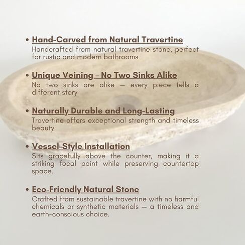 DNC Handmade Travertine Countertop Sink | Natural Stone Vessel Sink for Bathroom Vanity, Marble Round Wash Basin, Polished Stone Sink Bowl - Small in Saudi Arabia