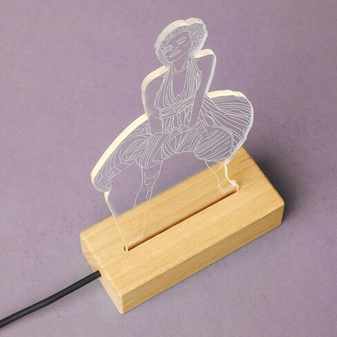 UDELF 3D Illusion Lamp ، Marilyn Monroe! ضوء الليل ، مصباح LED ثلاثي الأبعاد ، مصباح بجانب السرير ، مصباح مصابيح LED مصباح ، هدية لمحبي الموسيقى ، ضوء الأكريليك ، فستان مارلين مونرو in Saudi Arabia