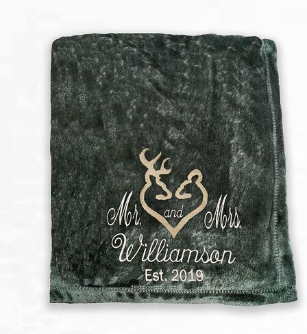 Mr. and Mrs. Buck and Doe Personalized Throw Blanket, Deer Throw, Hunting Throw, Cabin Decor, Wedding Gift, Anniversary Gift, Large Throw in Saudi Arabia