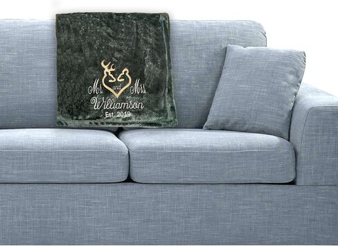 Mr. and Mrs. Buck and Doe Personalized Throw Blanket, Deer Throw, Hunting Throw, Cabin Decor, Wedding Gift, Anniversary Gift, Large Throw in Saudi Arabia