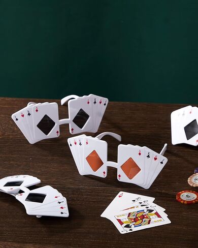 6 Pcs Poker Themed Sunglasses Playing Card Glasses Casino Night Gift Poker Accessories for Man Woman Costume Casino Theme Birthday Party Favors Supplies, 2 Colors in Saudi Arabia