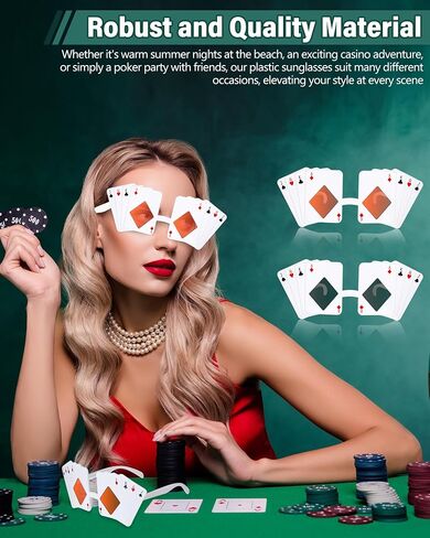 6 Pcs Poker Themed Sunglasses Playing Card Glasses Casino Night Gift Poker Accessories for Man Woman Costume Casino Theme Birthday Party Favors Supplies, 2 Colors in Saudi Arabia