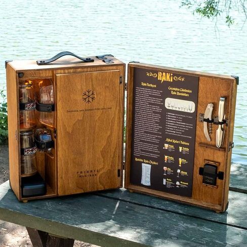 Custom Mini Bar, Wood Carving, Turkish Raki Gift Set, Home Bar Decor, Man Cave, Custom Text Ouzo Glass, Personalized Holiday Gift in Saudi Arabia