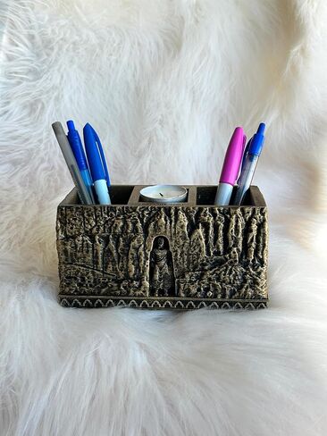 handmade Bamiyan Buddha Pen & Candle Holder – 3D Printed Cultural Desk Art in Saudi Arabia