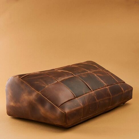 Distressed Tan Leather Foot rest Large, Footrest Desk, Ergonomic Under Desk, Foot rest Cover, Office Accessories, Furniture, Home Decor, Home Office, WFH, Handmade, Gifts for men. in Saudi Arabia
