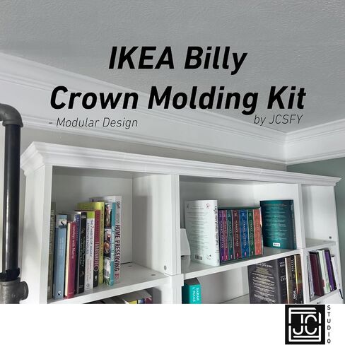طقم صب التاج لـ Ikea Billy Bookshelf-Clip-on Modular Top Trip للأرفف العريضة أو الضيقة-تسهيل التثبيت غير المتواضع-يناسب وحدات Billy بدون باب-ترقية مخصصة لفائف الرف (أبيض) in Saudi Arabia