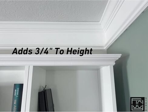 طقم صب التاج لـ Ikea Billy Bookshelf-Clip-on Modular Top Trip للأرفف العريضة أو الضيقة-تسهيل التثبيت غير المتواضع-يناسب وحدات Billy بدون باب-ترقية مخصصة لفائف الرف (أبيض) in Saudi Arabia