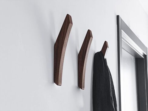 Wood Wall Hooks – Mid-Century Modern Wooden Hooks for Wall – Towel and Coat Hook Set – Minimalist Wall-Mounted Wood Hooks for Bathroom, Entryway, or Bedroom in Saudi Arabia
