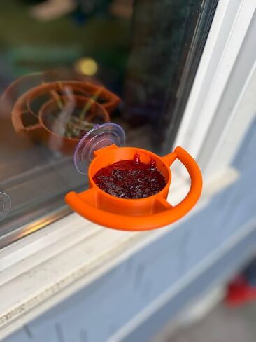 Bird Feeder Window Suction Cup Holder for Seeds Jelly or Avian Food Outdoor Rated with ASA Filament 3D Printed in Saudi Arabia