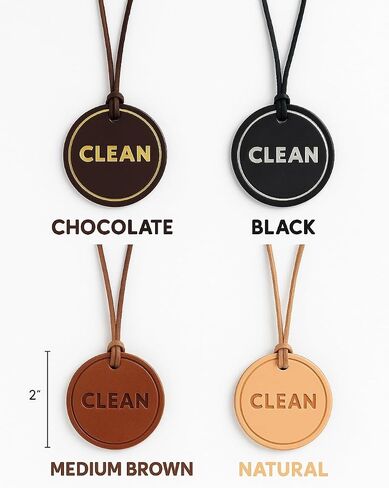Leather “CLEAN" & “DIRTY" Laundry Basket Labels – Hand‑Stamped Full‑Grain Italian Leather Tags with Suede Hanging String – Minimalist Laundry Room Organizer (Set of 2) in Saudi Arabia
