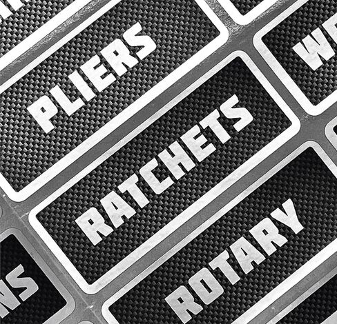 Metallic Carbon Fiber Tool Box Organization Labels in Saudi Arabia