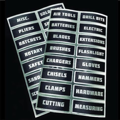 Metallic Carbon Fiber Tool Box Organization Labels in Saudi Arabia