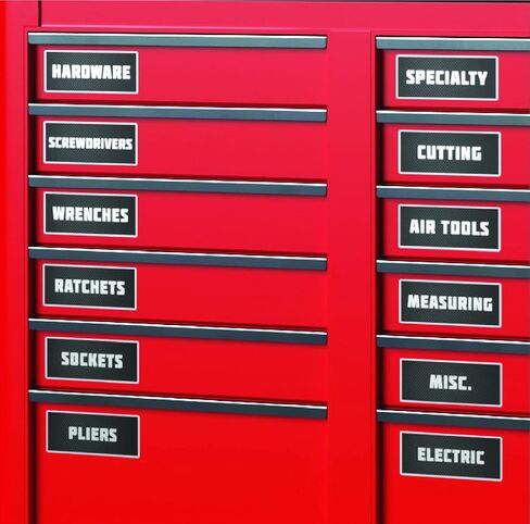 Metallic Carbon Fiber Tool Box Organization Labels in Saudi Arabia