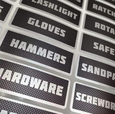 Metallic Carbon Fiber Tool Box Organization Labels in Saudi Arabia