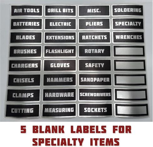 Metallic Carbon Fiber Tool Box Organization Labels in Saudi Arabia