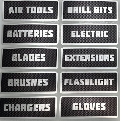 Metallic Carbon Fiber Tool Box Organization Labels in Saudi Arabia